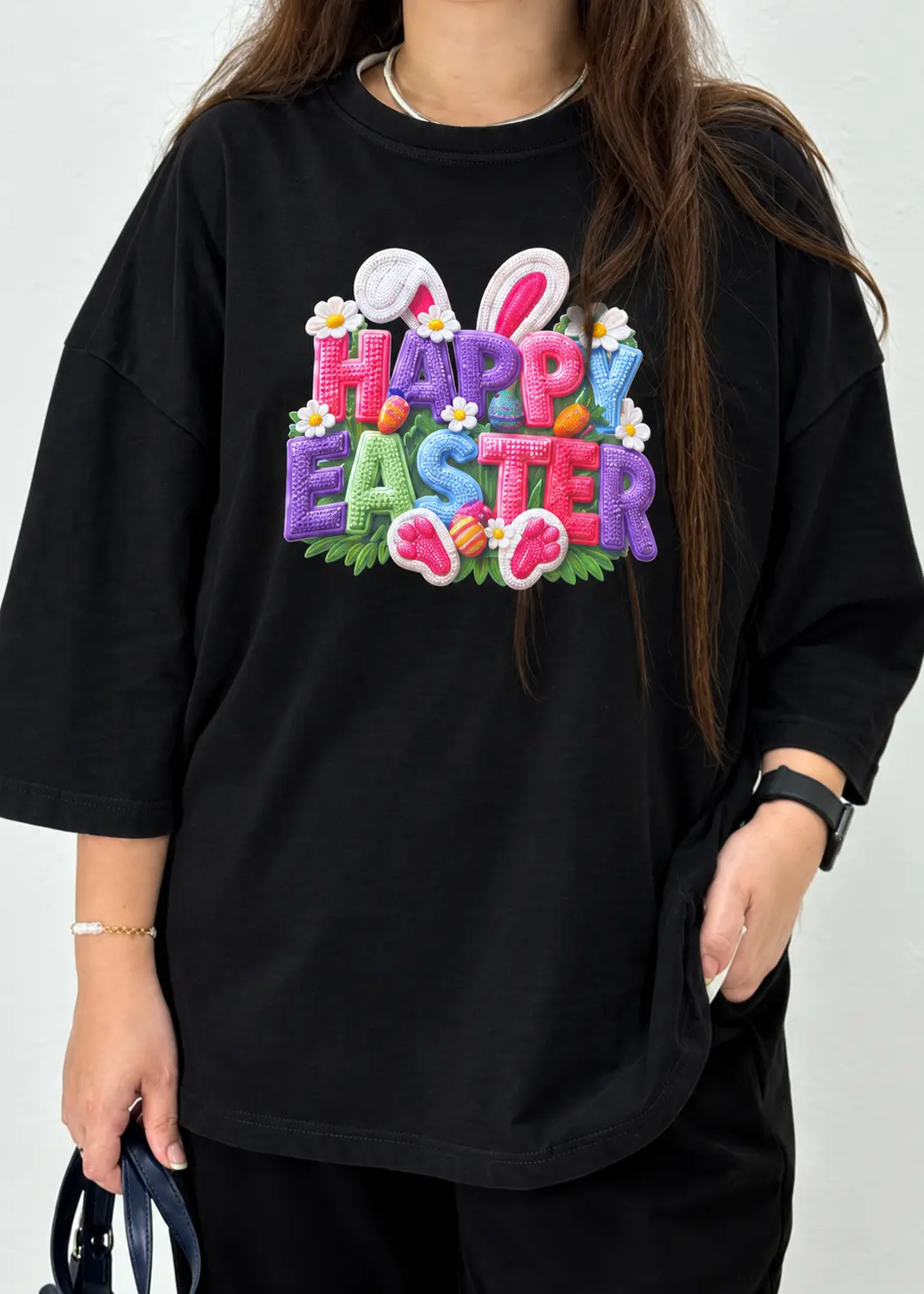 تیشرت باکسی سایز بزرگ happy easter